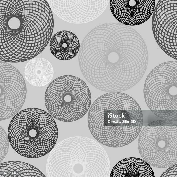 Texture In Circles Seamless Texture With Decorative Circles With Patterns Vector ...