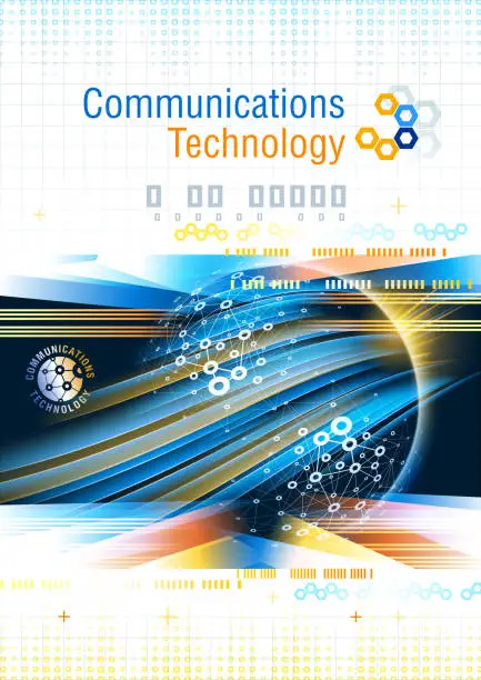 Vector illustration of Leaflet design example. Global communications.