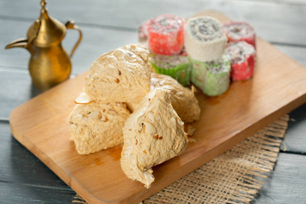 istock traditional eastern desserts on wooden background 1149058442
