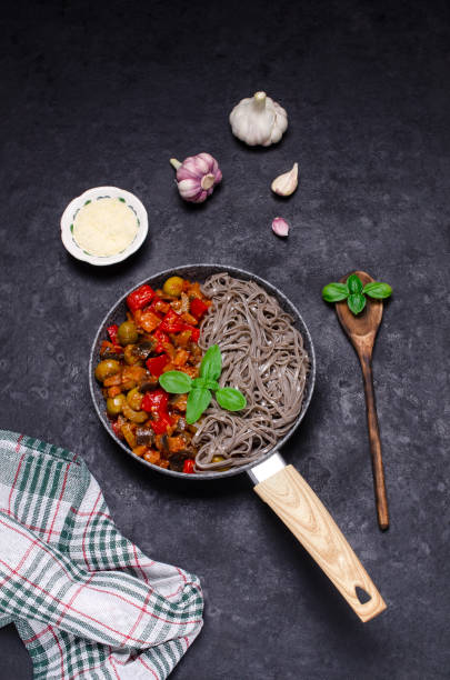 istock Buckwheat noodles with vegetables 1149059723