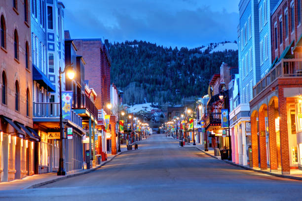 Park City, Utah Park City is a city in Summit County, Utah, United States.  Park City Ski Resort and Canyons resorts merged creating the largest ski area in the U.S. utah stock pictures, royalty-free photos & images