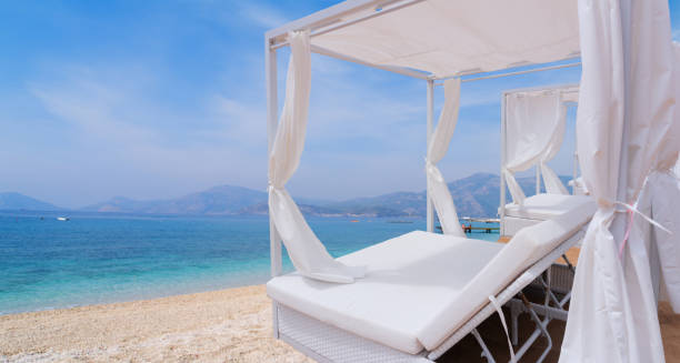 istock Relaxation area. Spa on the beach 1149062388