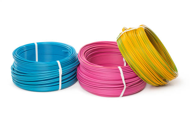 istock Electrical cable, energy and technology equipment isolated on white 1149063316