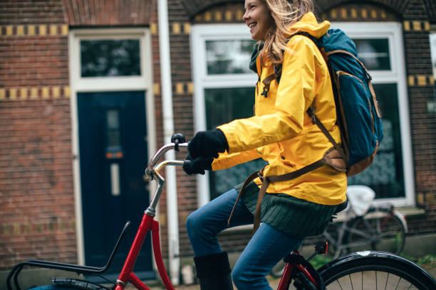 istock Dutch woman with bicycle in Amsterdam 1149064183