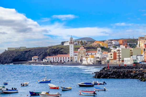 Candelaria is a coastal city in the eastern part of the island of Tenerife, Canary Islands. Its most prominent building is Basilica of Candelaria, inside which is the sculpture of the Virgin of Candelaria (Virgin Mary), the patron of the Canary Islands.
