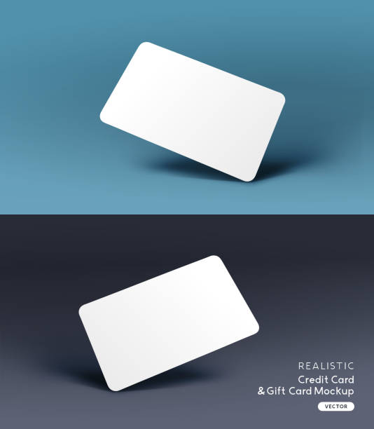 realistischer credit card mockup template vector - grußkarte stock-grafiken, -clipart, -cartoons und -symbole