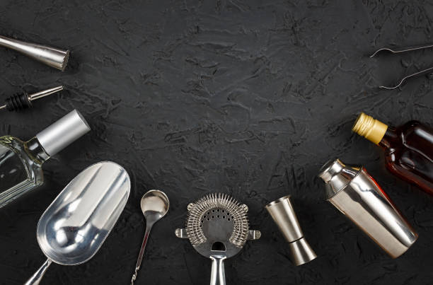 Bar, cocktails, alcohol, Bar tools,bartender, copper, tray, Rum, vodka, tequila, gin