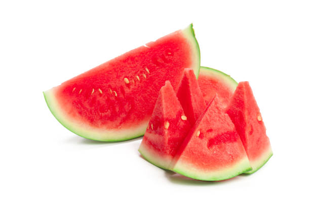 istock Slice of watermelon on white background 1149069382