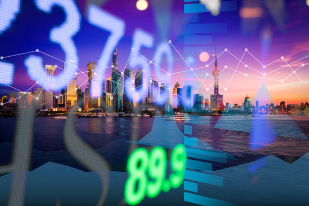 istock Financial graph on technology abstract background  of Shanghai 1149070622