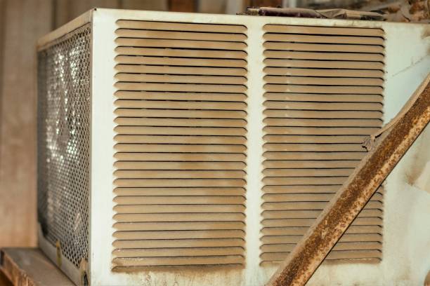 istock dusty and dirty air conditioning cooling system is being cleaning by a professional electrician man 1149071548