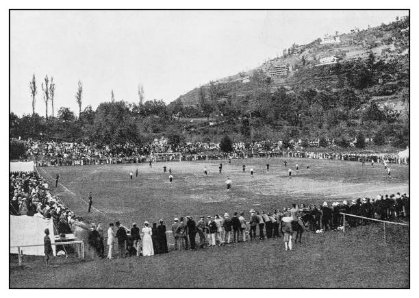 Antique photo: Durand Football Tournament at Simla Antique photo: Durand Football Tournament at Simla soccer field photos stock illustrations