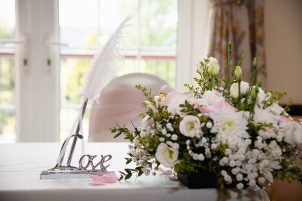 istock Wedding quill in a holder with the words love 1149074097
