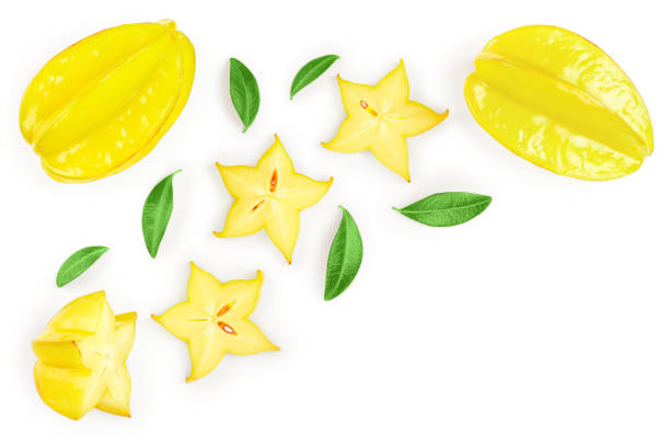 istock Carambola or star-fruit isolated on white background with copy space for your text. Top view. Flat lay 1149074583