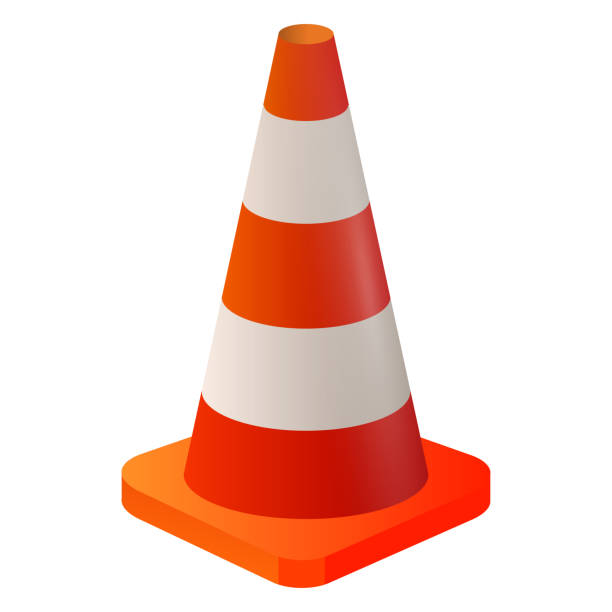 istock Realistic orange cone road fencing on a white background 1149077507