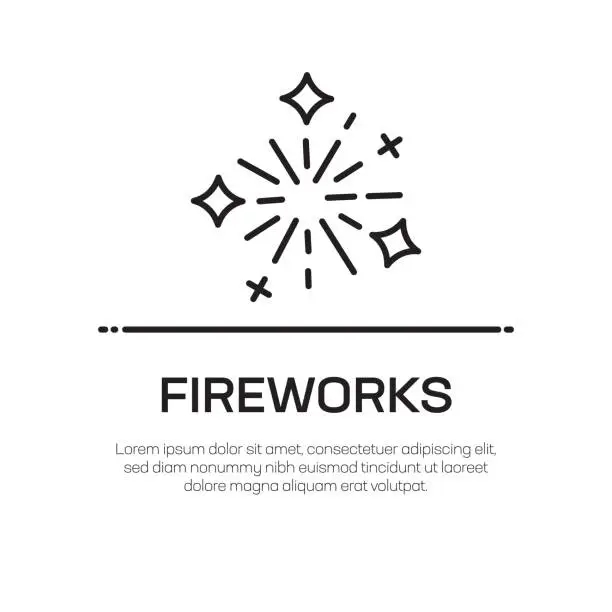 Vector illustration of Fireworks Vector Line Icon - Simple Thin Line Icon, Premium Quality Design Element