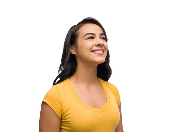 istock Happy young woman looking upward 1149088328