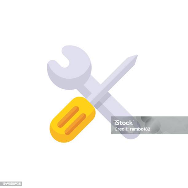 Settings Tools Flat Icon Pixel Perfect For Mobile And Web Stock Illustration - Download Image Now