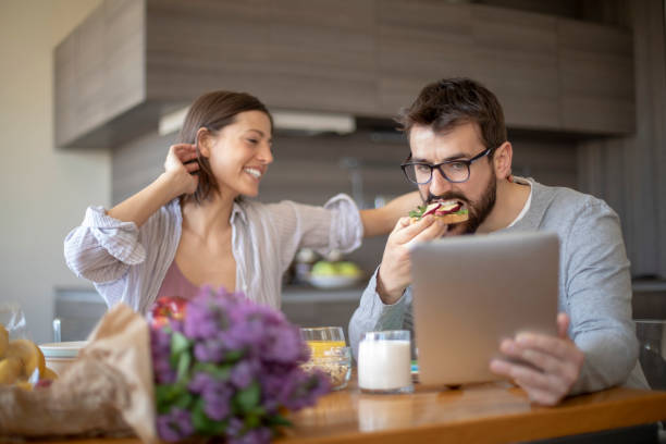 istock Young couple having vegan breakfast 1149089289