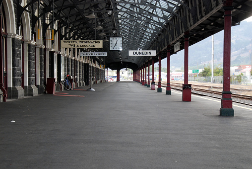 departure platform in the main station of Dunedin on New Zealand's South Island