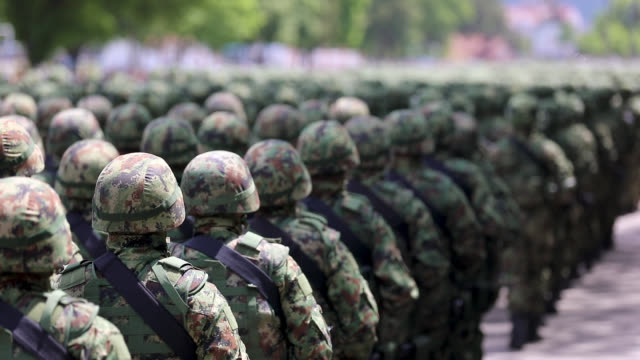 Army Soldiers Marching on Military Parade