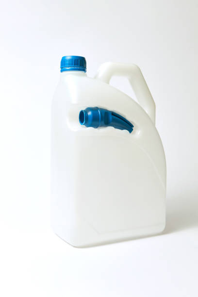 istock Plastic white canisters mock-up for liquid on a light background. 1149091897
