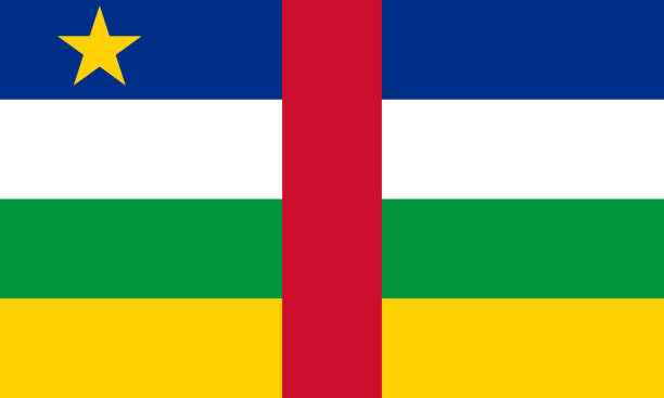 vector fahne der zentralafrikanischen republik. anteil 3:5. zentralafrikanische nationalflagge. - bangui stock-grafiken, -clipart, -cartoons und -symbole