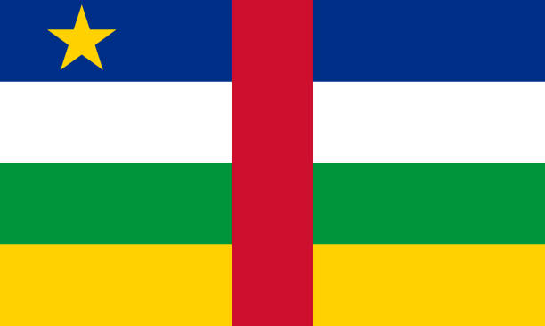 wektor flaga republiki środkowoafrykańskiej. proporcja 3:5. centralna flaga narodowa afryki środkowej. - bangui stock illustrations