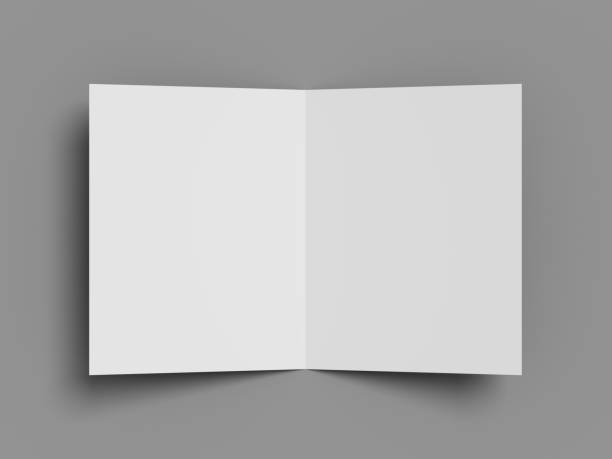 istock White vertical booklet mockap brochure magazine A4 divided into two parts isolated on a grey background. 3D image. 1149092089