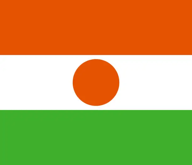 Vector illustration of Vector flag of Niger. Proportion 6:7. Nigerien national flag. Republic of the Niger.