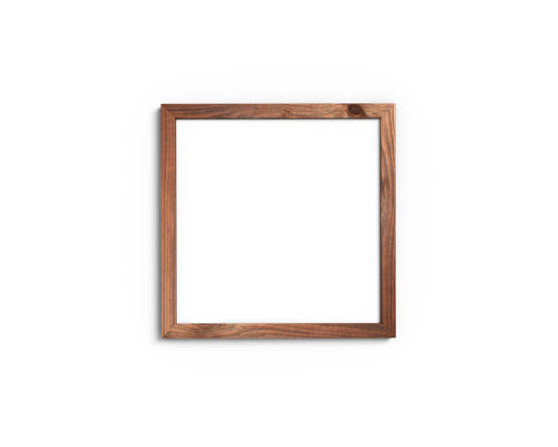 istock Old wooden frame mockup 1x1 square on a white background. 3D image. 1149093340