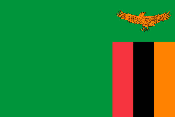 illustrazioni stock, clip art, cartoni animati e icone di tendenza di bandiera vettoriale dello zambia. proporzione 2:3. bandiera nazionale zambiana. repubblica dello zambia. - flag national flag africa african culture