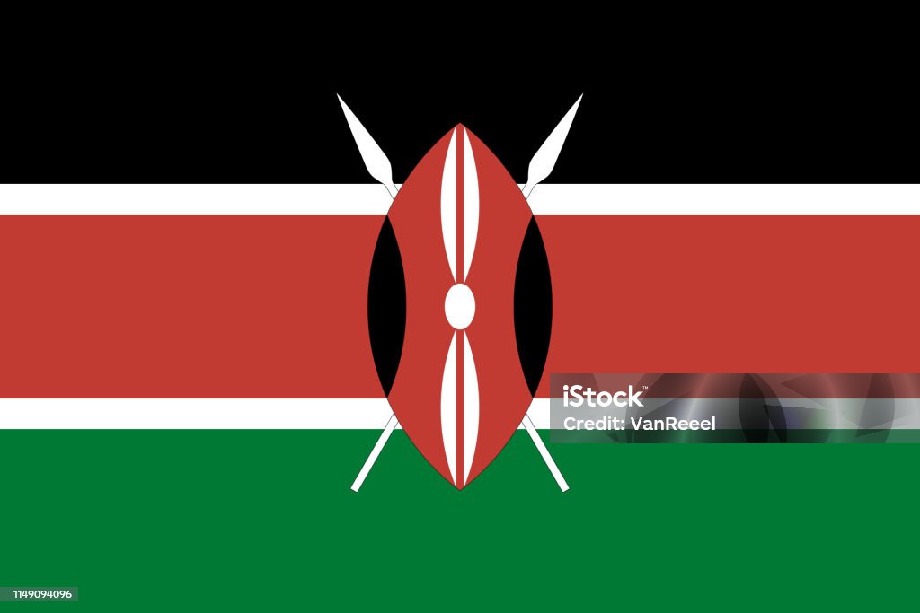 Vector flag of Kenya. Proportion 2:3. Kenyan national flag. Republic of Kenya. Vector flag of Kenya. Proportion 2:3. Kenyan national flag. Republic of Kenya. Vector EPS 10 Accuracy stock vector