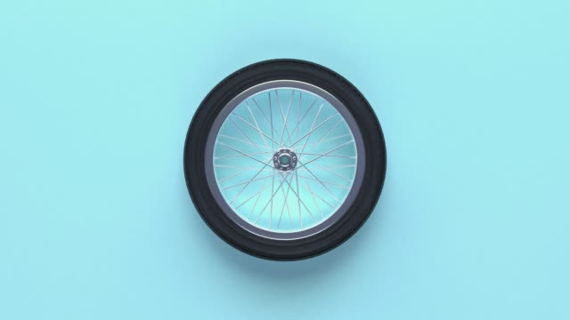 minimal abstract wheels blue background 3d rendering motion
