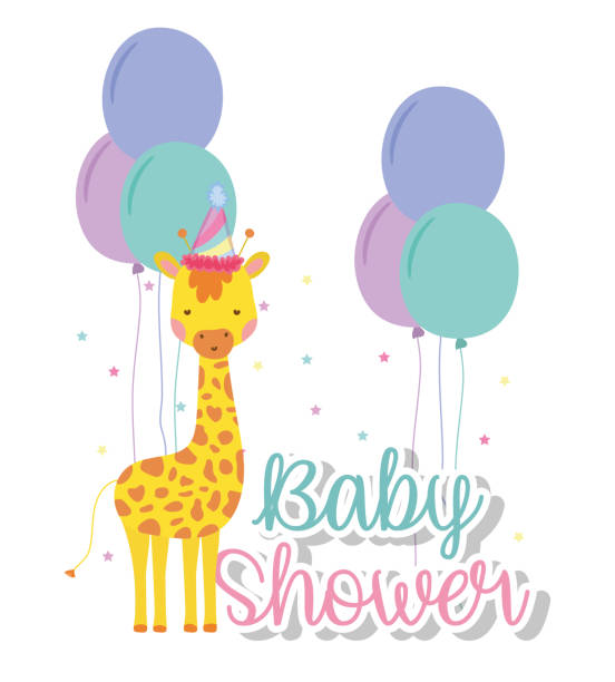 istock giraffe with balloons to celebrate the baby shower 1149098635