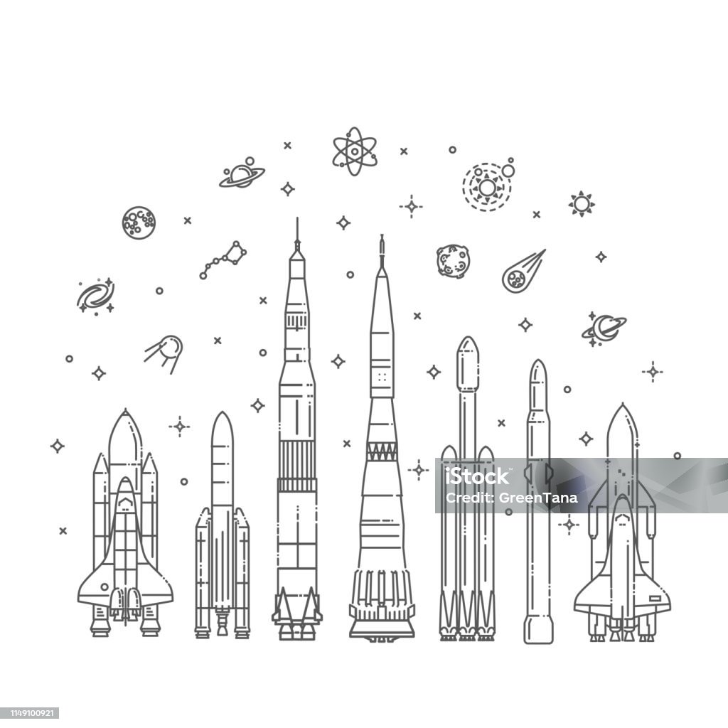 Simple Spacecraft Spacecraft Collection In Flat Design Stock Illustration - Download ...