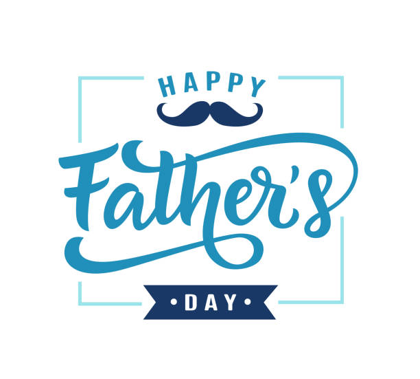 행복 한 아버지의 날 포스터, 손으로 쓴 글자와 배지 - fathers day stock illustrations