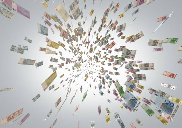 Various Euro Banknotes Flowing in the air