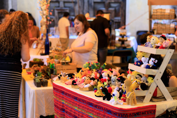 Mexico City: Street market offering goods in historic town of Coyoacan, Mexico.