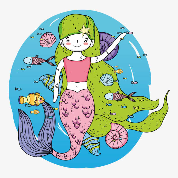 istock mermaid woman with fishes and shells underwater 1149106146