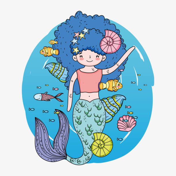 istock cute mermaid woman with shells and snails underwater 1149106445