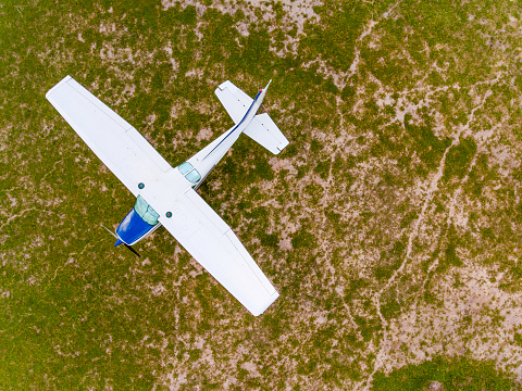 Cessna airplane zenith view from a drone