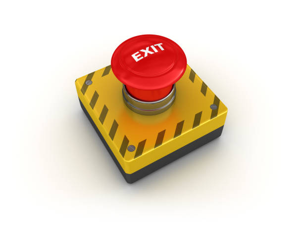 exit push-button-3d-renderdering - push button off stock-fotos und bilder