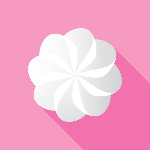 Whipped Cream Icon Flat Vector illustration of whipped cream against a pink background in flat style. whipped food stock illustrations