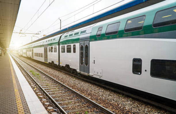 istock Double-decker train at the railway station in Italy. 1149115916