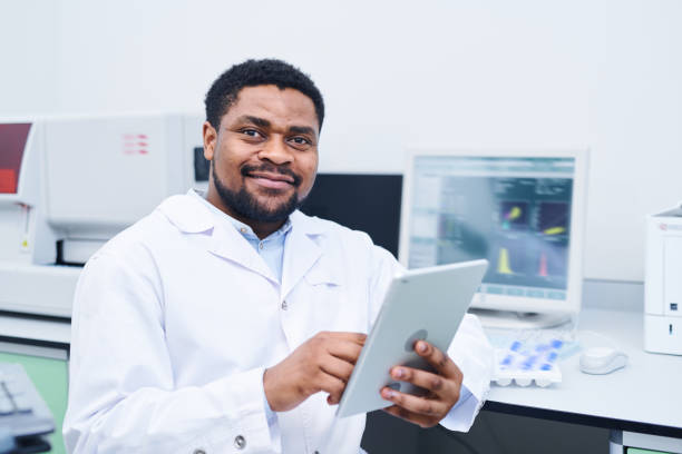 istock Confident black medical expert in laboratory 1149117411