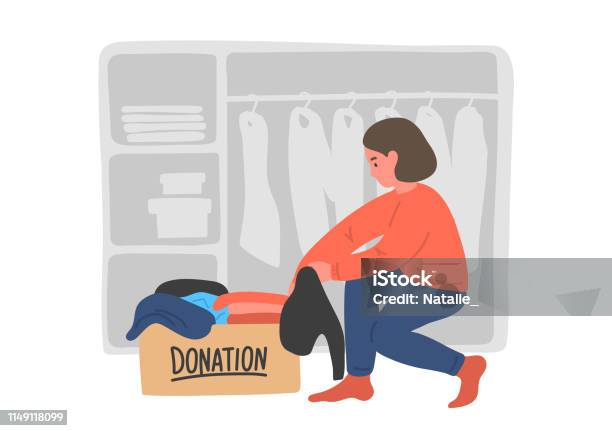 Clothes Donation Stock Illustration - Download Image Now - Charitable Donation, Closet, Clothing