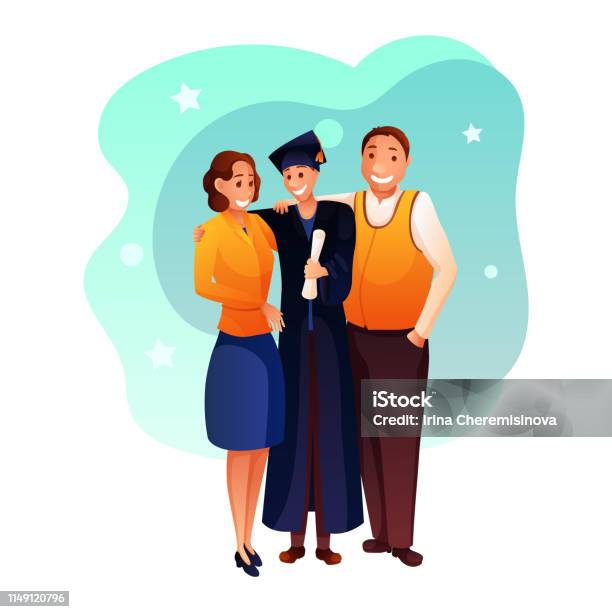 Graduation Flat Vector Illustrations Set Stock Illustration - Download Image Now - Achievement, Art Product, Auditorium