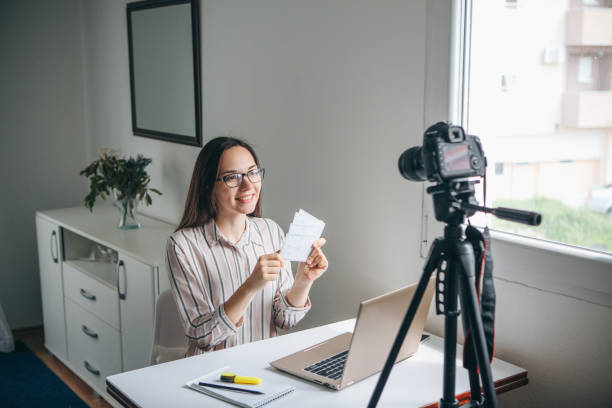 istock A girl is recording an instructional video. 1149122573