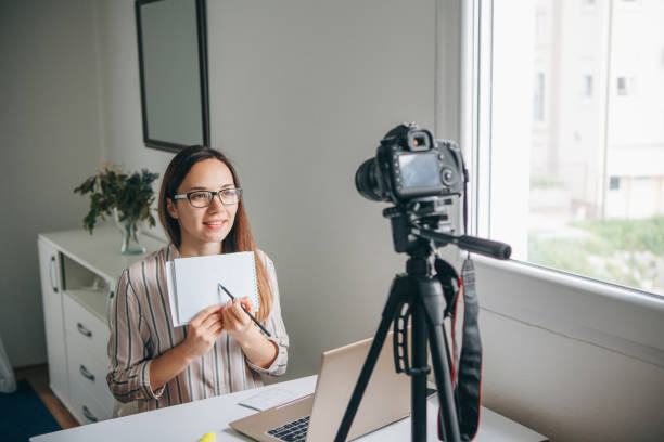 istock Girl blogger records video. 1149123322