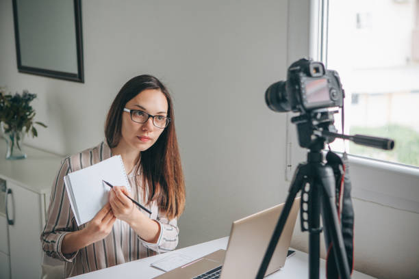 istock Girl blogger records video. 1149123735
